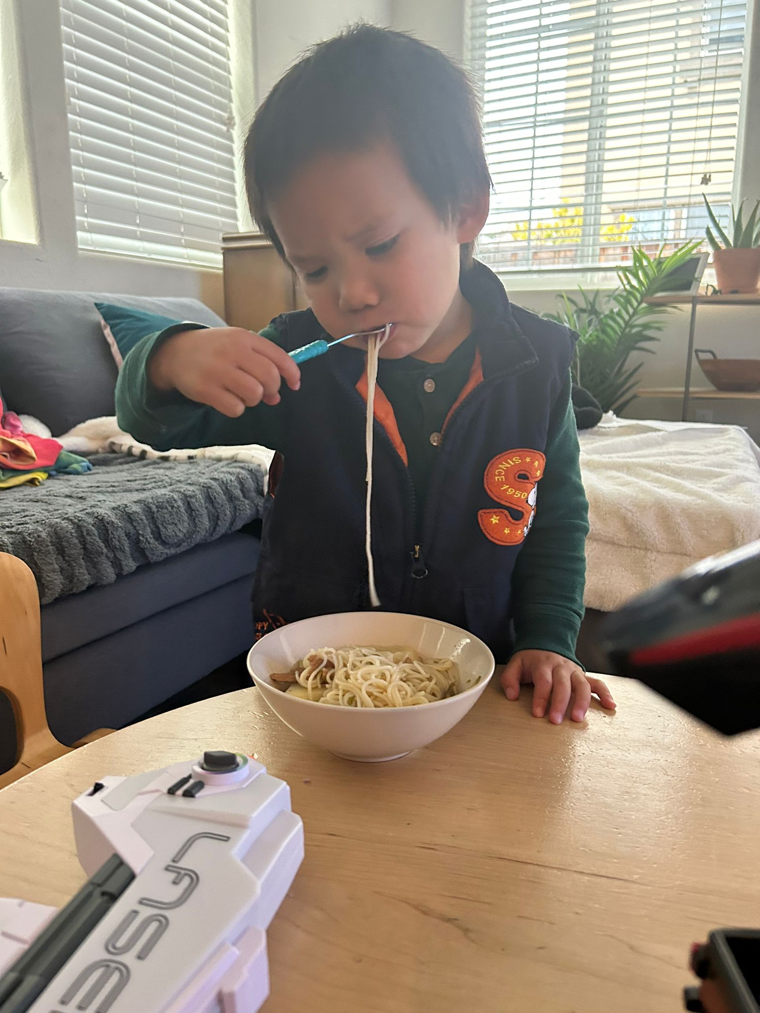 isaac is having noodles